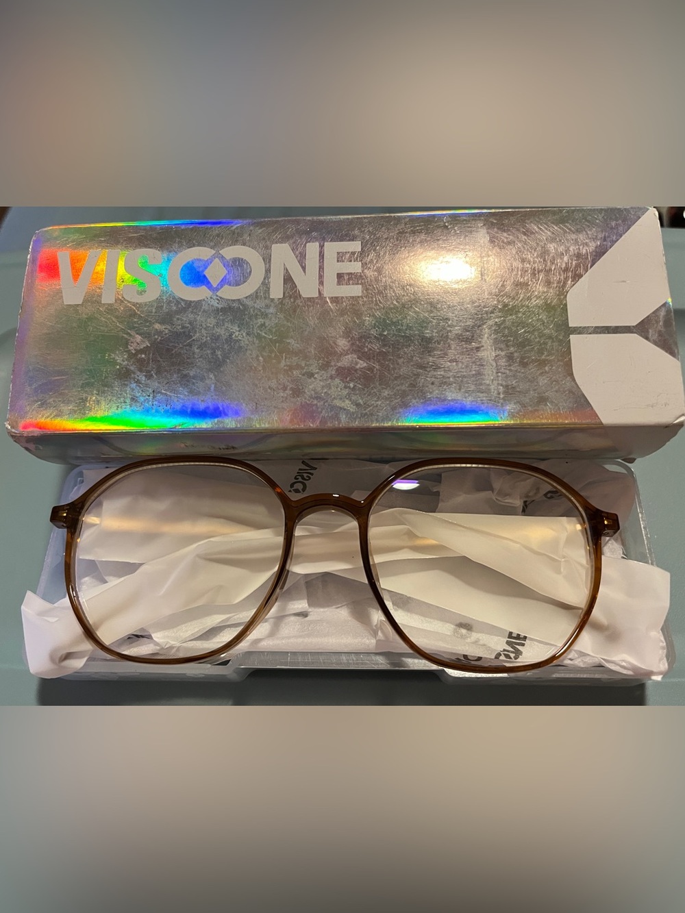 VisCone Brown Round Men's Blue Light Blocking Glasses